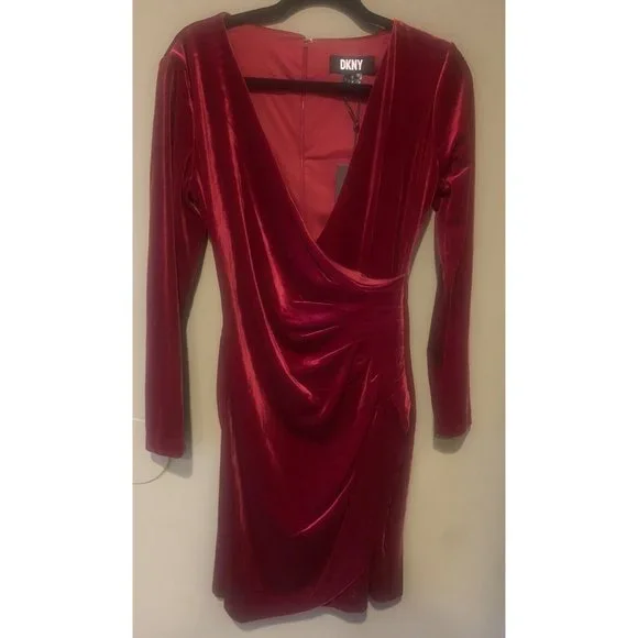 dkny red wrap dress Dkny | Dresses | Dkny Womens Faux Wrap Dress